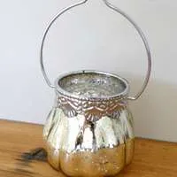 Gold mercury filigree tealight candle holder