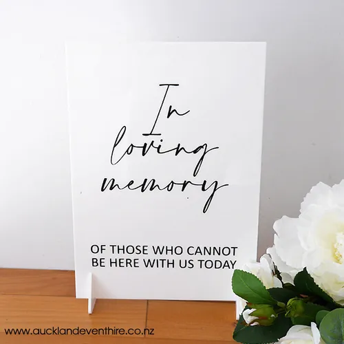 White Acrylic - 'In Loving Memory' Sign