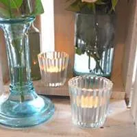 Ribbed Glass Tea light Holders
