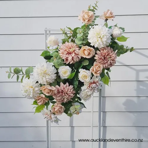 Faux Flower Arch Arrangement - Coffee and Cream 