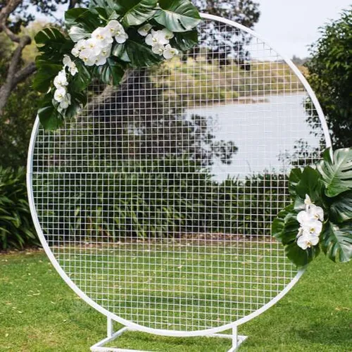 White Mesh Circle Arch Backdrop