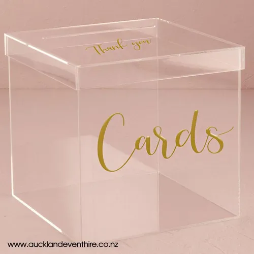Acrylic Card Box - Gold Font