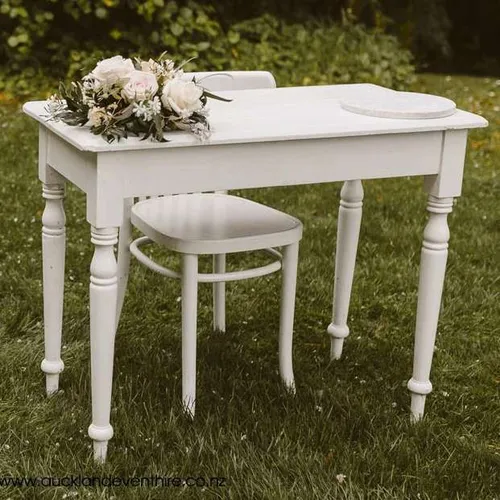 Whitewash Signing Table and Chair Set