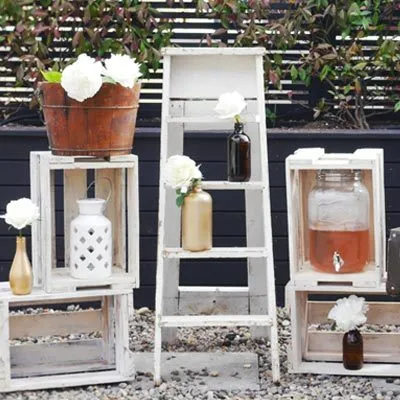 White Vintage Step Ladder/Seating Frame