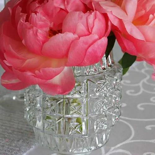 Antique clear glass lantern vase holders