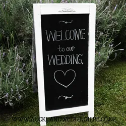 White Vintage A-Frame chalkboard