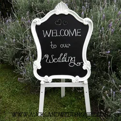 Vintage ornate chalkboard with small easel