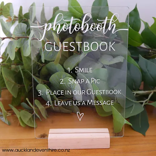 Clear Acrylic - 'Photobooth Guestbook' Sign