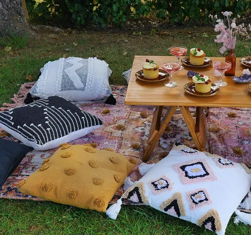 Pink and Ink Picnic Table Set