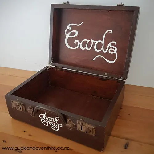 Wooden Suitcase Card Box