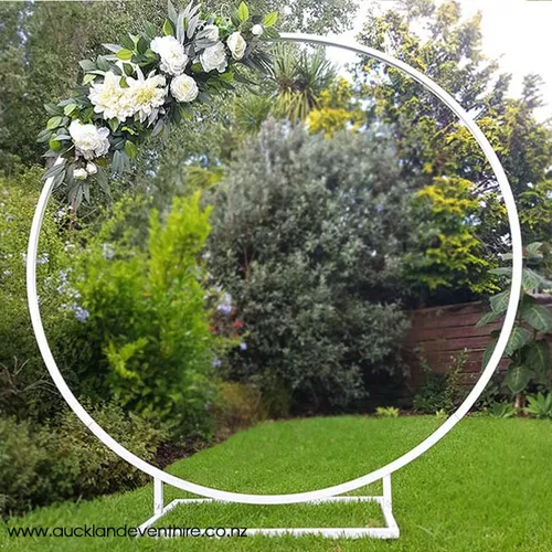 Faux Flower Arch Arrangement - White and Green