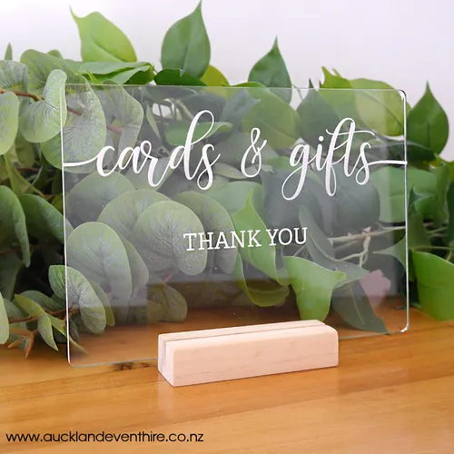 Clear Acrylic - 'Cards & Gifts' Sign (landscape)