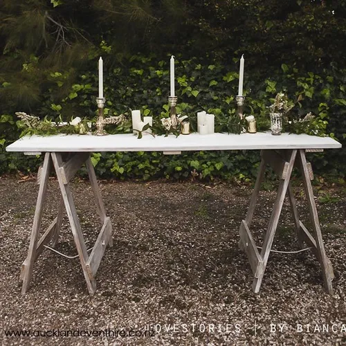 Trestle table - white washed - Large