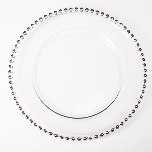Clear silver bead charger plates