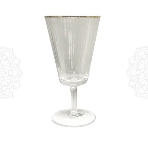 G132 :: Gold Rim Pleated Water Glass 13 oz