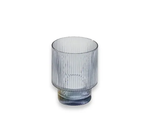 G380 :: Ribbed Smoked Rock Glass