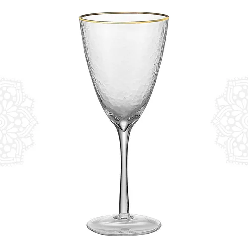 G136 :: Gold Rim Hammered Water Glass 13oz