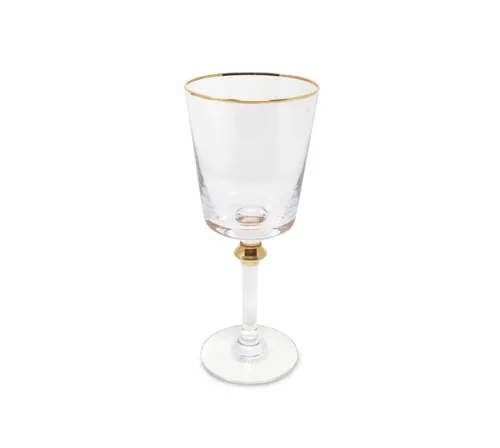 G372 :: Wine Glass with Gold on Rim and Stem NEW