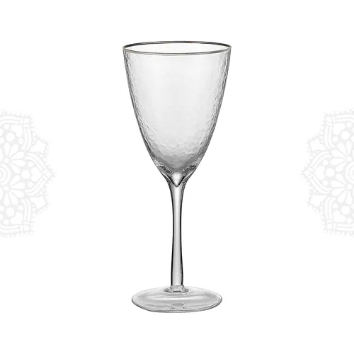 G140 :: Silver Rim Hammered Water Glass 11.5
