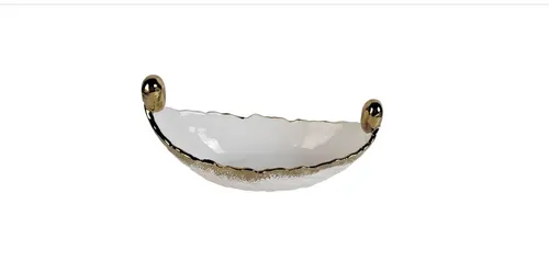 SRV64 :: White n Gold Serving Dish