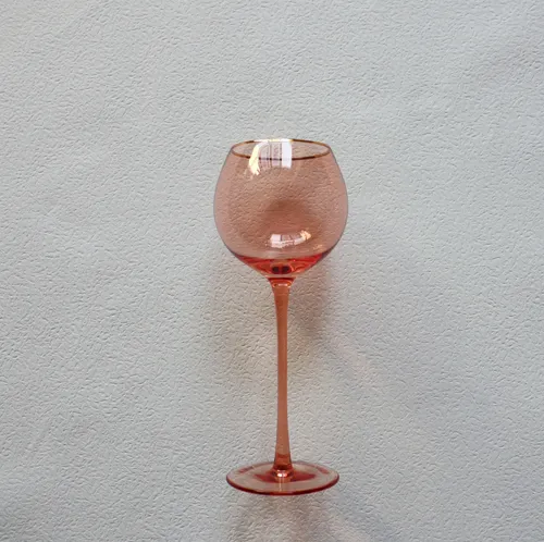 G306 :: Platinum Coral Wine Glass with Gold Rim. 17oz