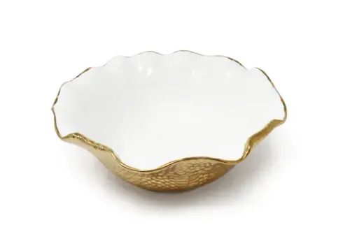 SRV52 :: Scalloped Salad Bowl Gold Edges