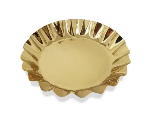 SRV55 :: Round Gold Wavy Edge Tray