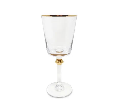 G371 ::Water Glass with Gold on Rim and Stem NEW