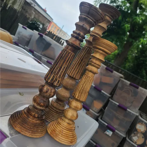 WD61 ::  Rustic Wooden Candle Sticks - Set of 3  (15