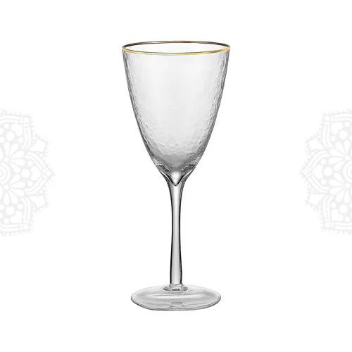 G137 :: Gold Rim Hammered Wine Glass 11.5 oz