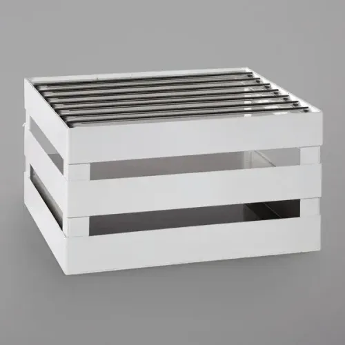 SRV59 :: White Metal Crate Frame with Grill and Riser