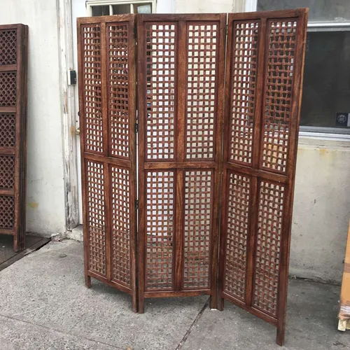 DC36 : Grid Room Divider Wood 3 Panel
