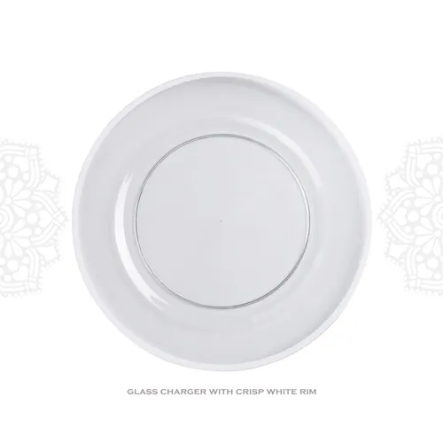 CHRG22 :: Round White Edged Glass Charger 13