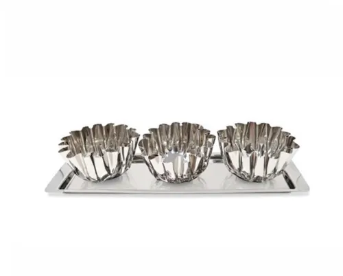 SRV50 :: 3 Bowl Stainless Relish Dish with Tray
