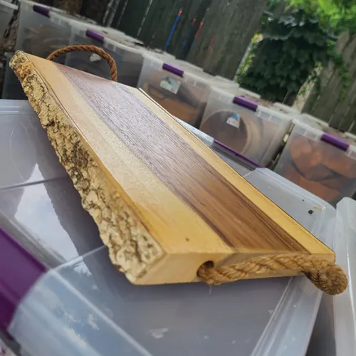 WD56 :: Bark Edge Wooden Board with Rope Handles 19