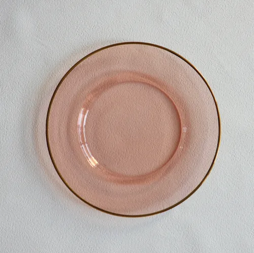 CHRG37 :: Platinum Coral Glass Charger with Gold Rim