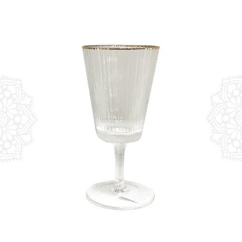 G133 :: Gold Rim Pleated Wine Glass 11 oz