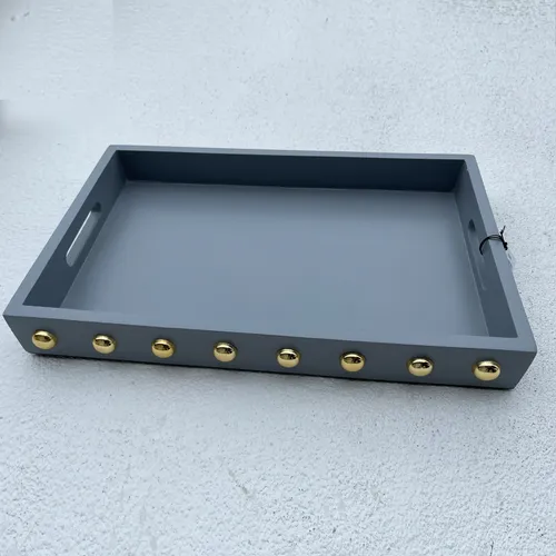 SRV10 :: Gray Serving Tray with Gold Accents