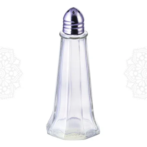 UT07 :: Glass Tower Salt Shaker Chrome Top 1 oz 