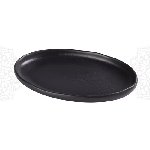 SP44:: Noble Black Ceramic Oval Dinner Plate 
