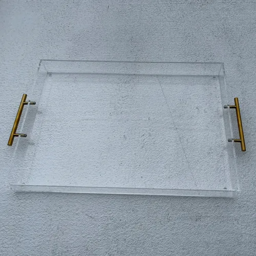 SRV36 :: Lucite Tray with Gold Handles, Large