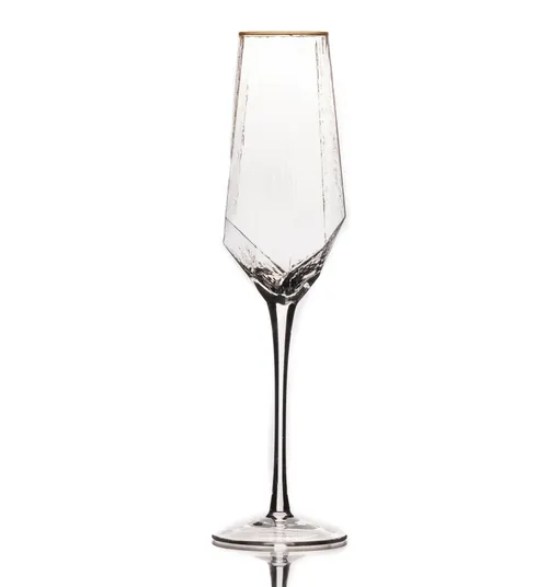 G293 :: Asymmetrical Gold Rim Flute Glass