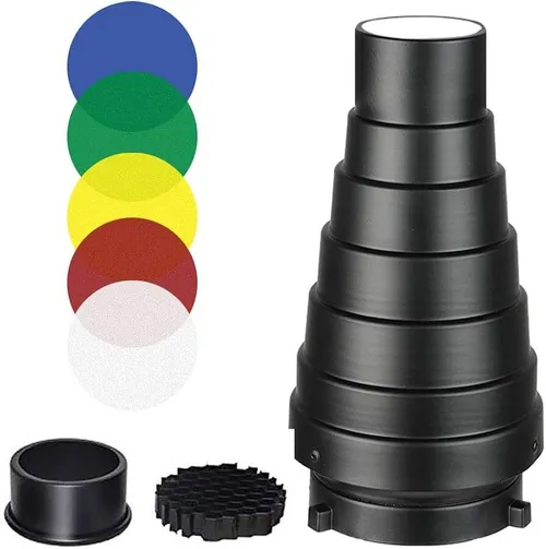 Conical Snoot with Honeycomb Grid Studio mount, Bowens