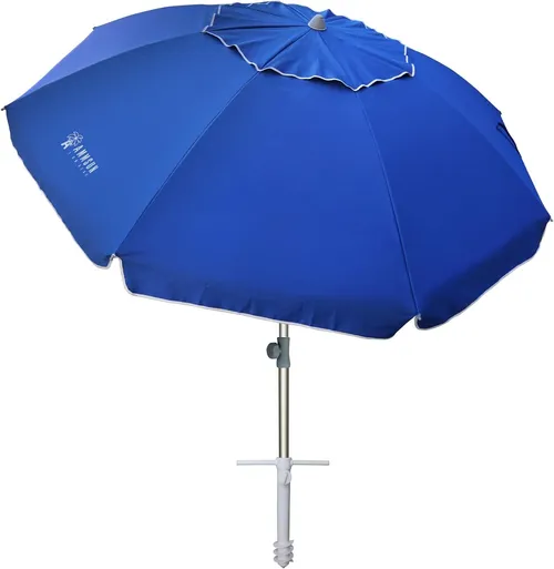 AMMSUN 7 Foot High Wind Beach Umbrella with sand anchor