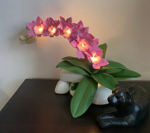 One branch. Battery-Powered Luxurious Foam-Crafted Orchid Table Lamp