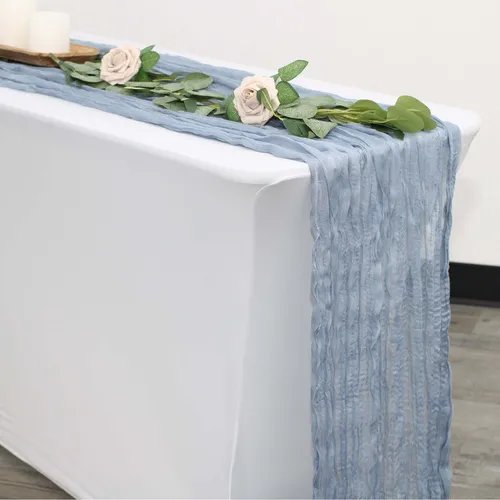 Dusty Blue Cheesecloth Table Runner