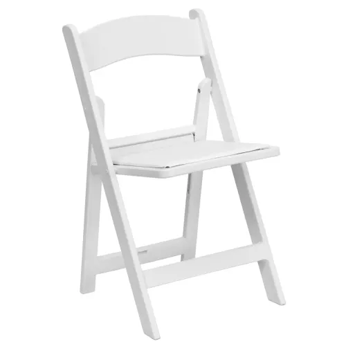 White Resin Folding Chair with Cushion
