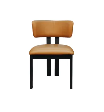 DC 0047 - Milan Style Tan Leather Dining Chair with Black Legs