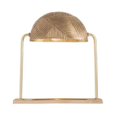 LP 0128 - Table Lamp - Gold Metallic with Dual Stem & Ribbed Shade 