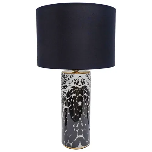LP 0107 - Table Lamp - Niveus Black & White Ceramic with Black Drum Shade